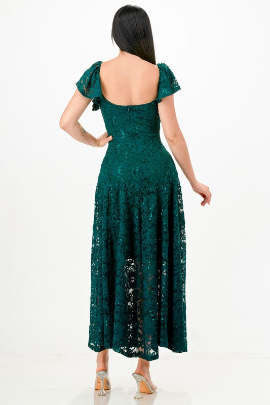 Butterfly sleeve lace dress