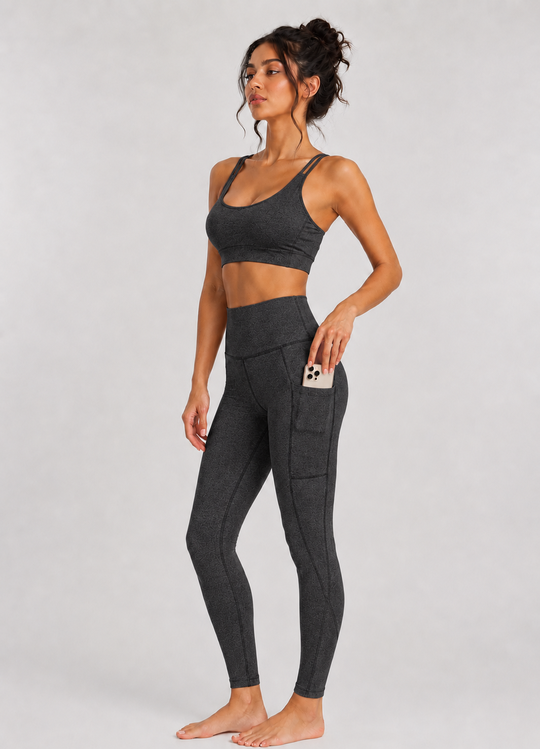 Stretch Heather Pocket Legging Made in USA