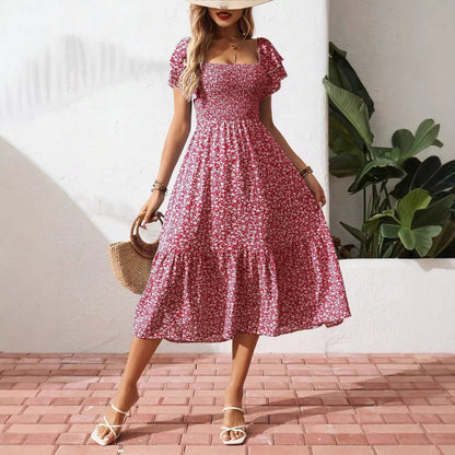 Plus Size Backless Midi Dress – Elegant Pleated Summer Party Dress