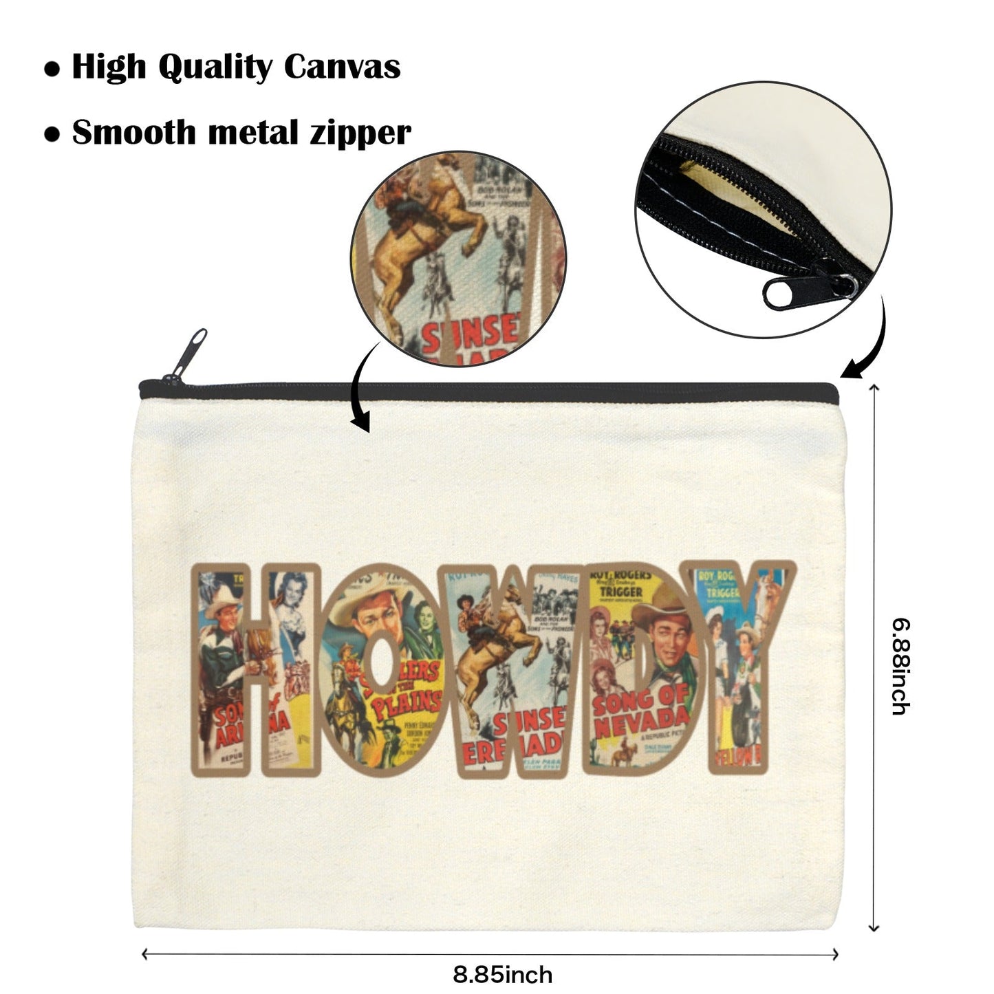 Baha Ranch Vintage Howdy Cosmetic Bag Pack of 5 Made in America