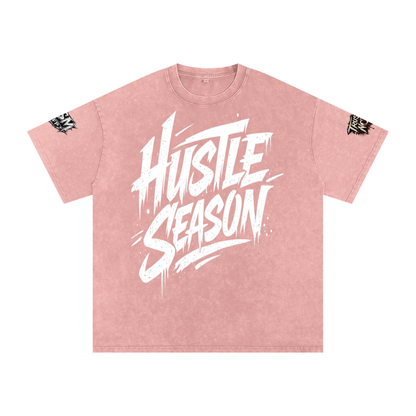 HUSTLE SEASON Snow Washed Oversized Cotton T-Shirt