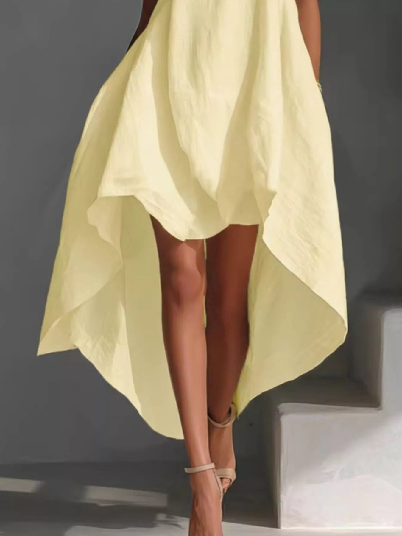High-Low Round Neck Sleeveless Dress