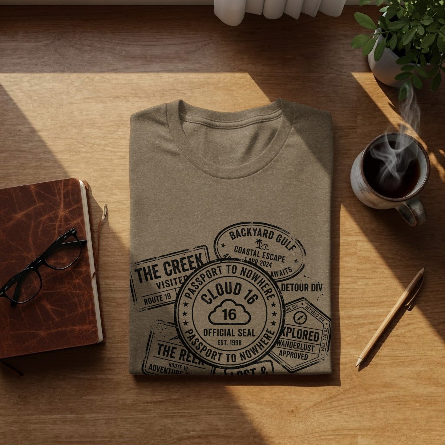 Rugged Wanderlust Passport Stamp Graphic Wilderness Shirt