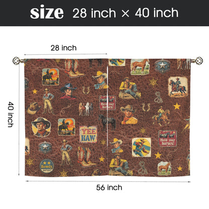 Baha Ranch Vintage Cowboy Collage Western Curtains 28" x 40" Made in America