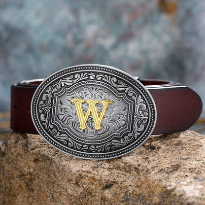 Tang Grass Pattern Letter A-Z Belt Buckle Head