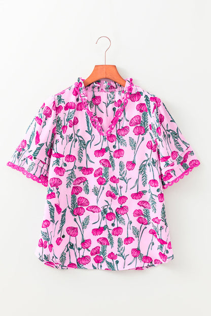 Ruby Detail Frilled Summer Blouse