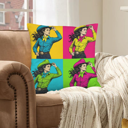 Baha Ranch The Last Roundup Barrel Racer Collage Velvety Soft Pillow Cover Made in America
