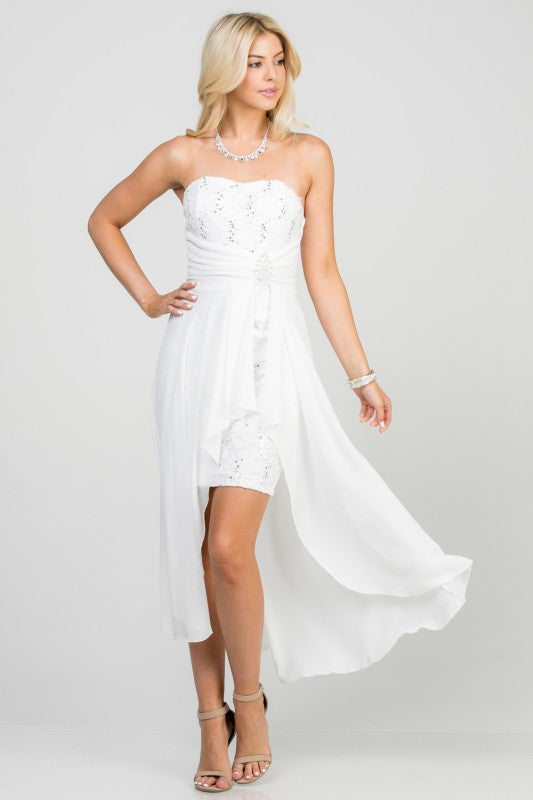Open back lace and chiffon surplus dress