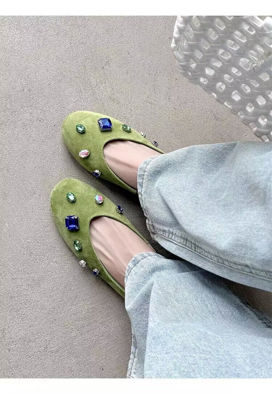 Women's French Rhinestone Gem Slip-On Loafers