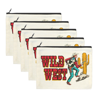 Baha Ranch Wild West Cowboy Cosmetic Bag Pack of 5 Made in America