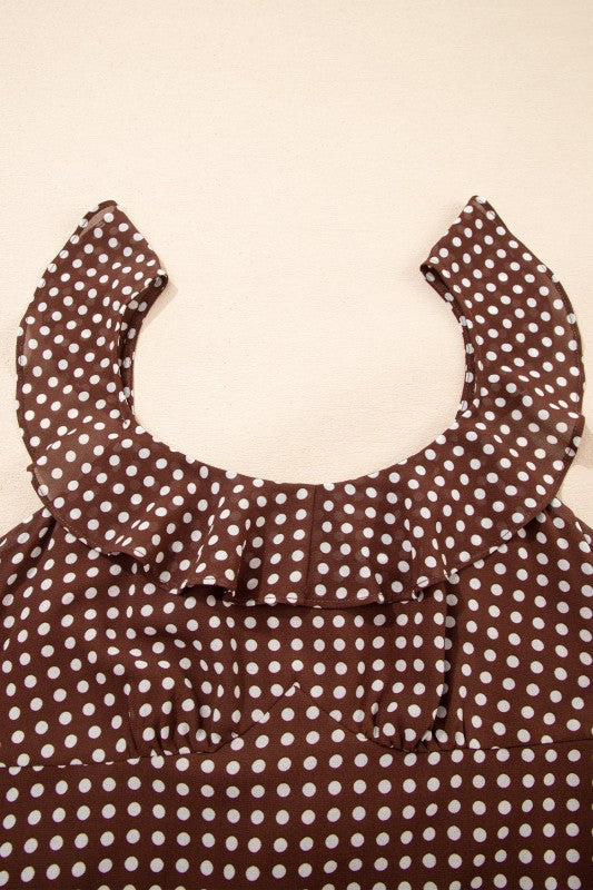 Polka Dot Backless Ruffle Tiered Maxi Dress See size chart under “more details”
