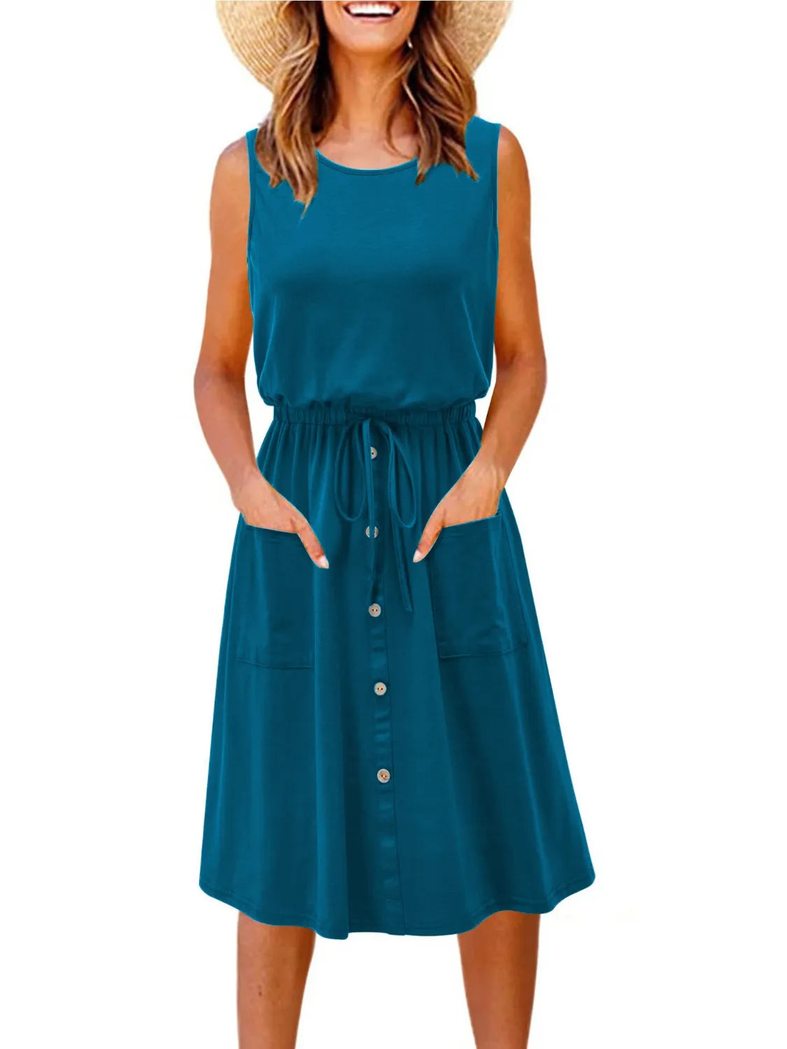 Round Neck Sleeveless Tank Dress