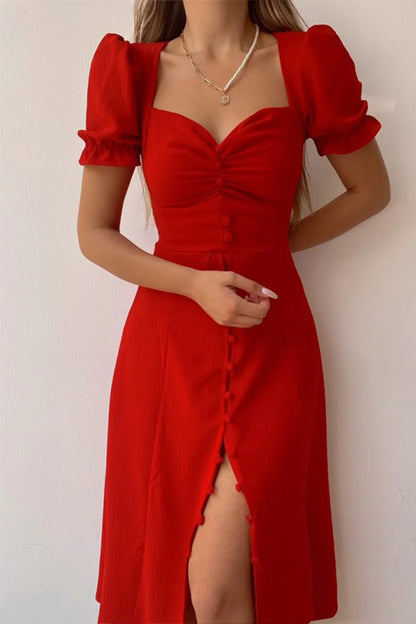 Sweetheart Neck Short Sleeve Dress