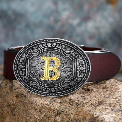 Tang Grass Pattern Letter A-Z Belt Buckle Head
