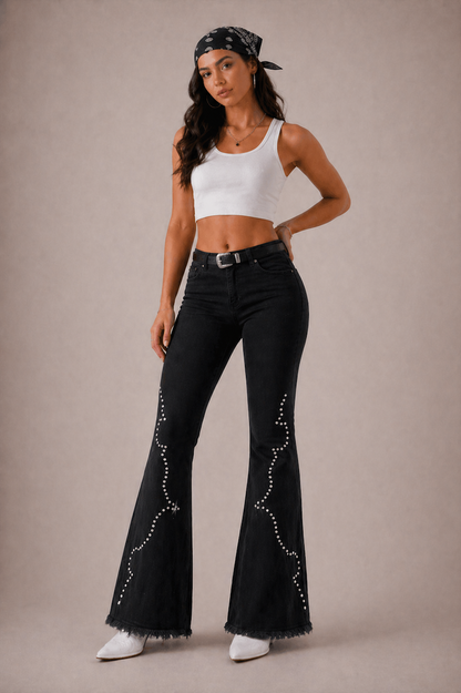 Santa Fe Bell Bottom Jean Black Denim