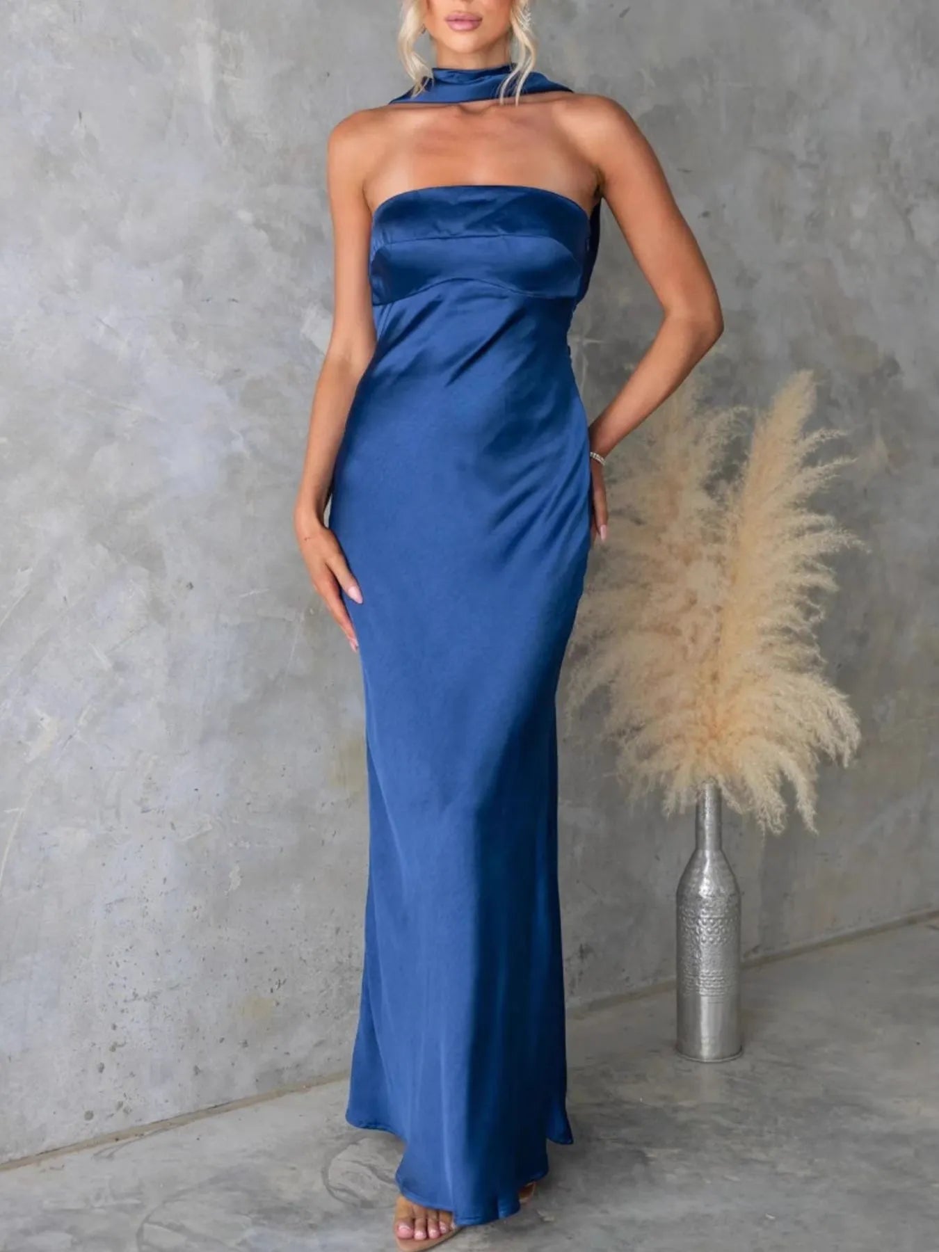 Satin Halter Maxi Dress