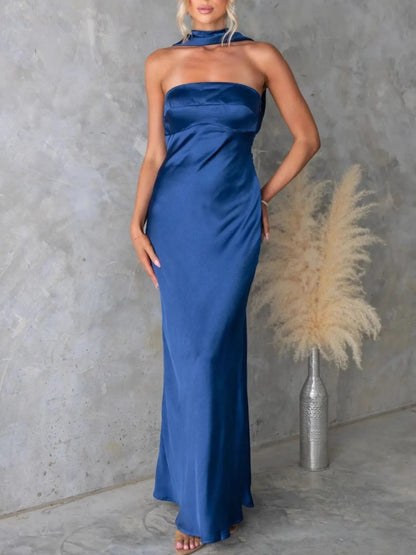 Satin Halter Maxi Dress