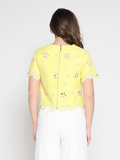 Embroidered eyelet crop top