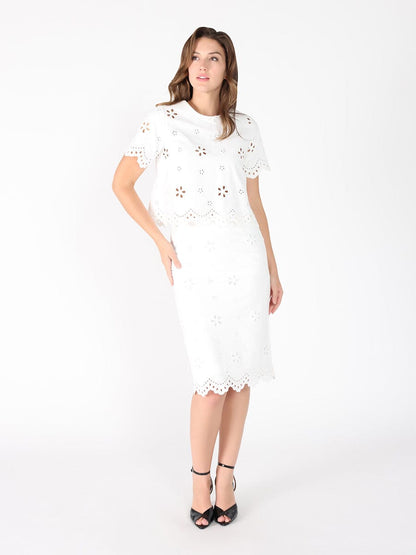 Embroidered eyelet crop top