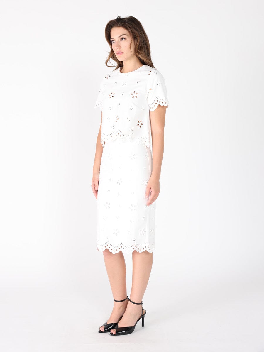 Embroidered eyelet crop top