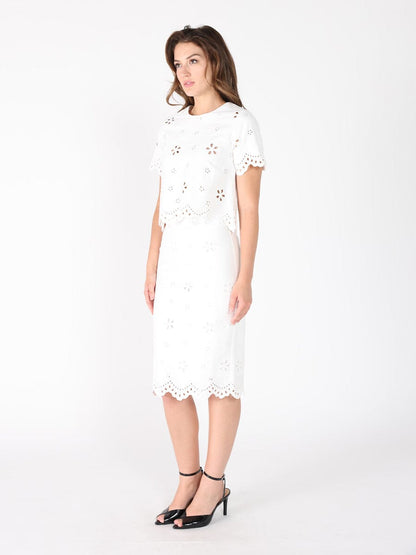 Embroidered eyelet crop top