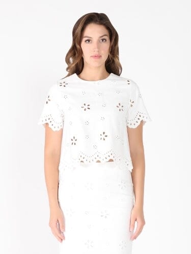 Embroidered eyelet crop top