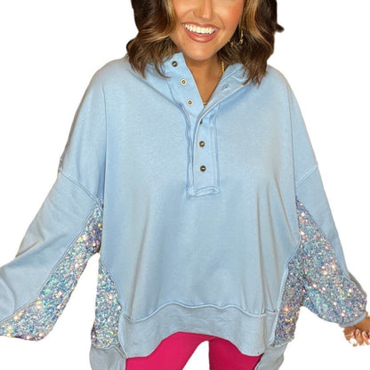 Winter New Loose Sequins Patchwork Sweater