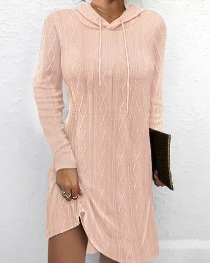 Casual Long Sleeve Hooded Knit Dress