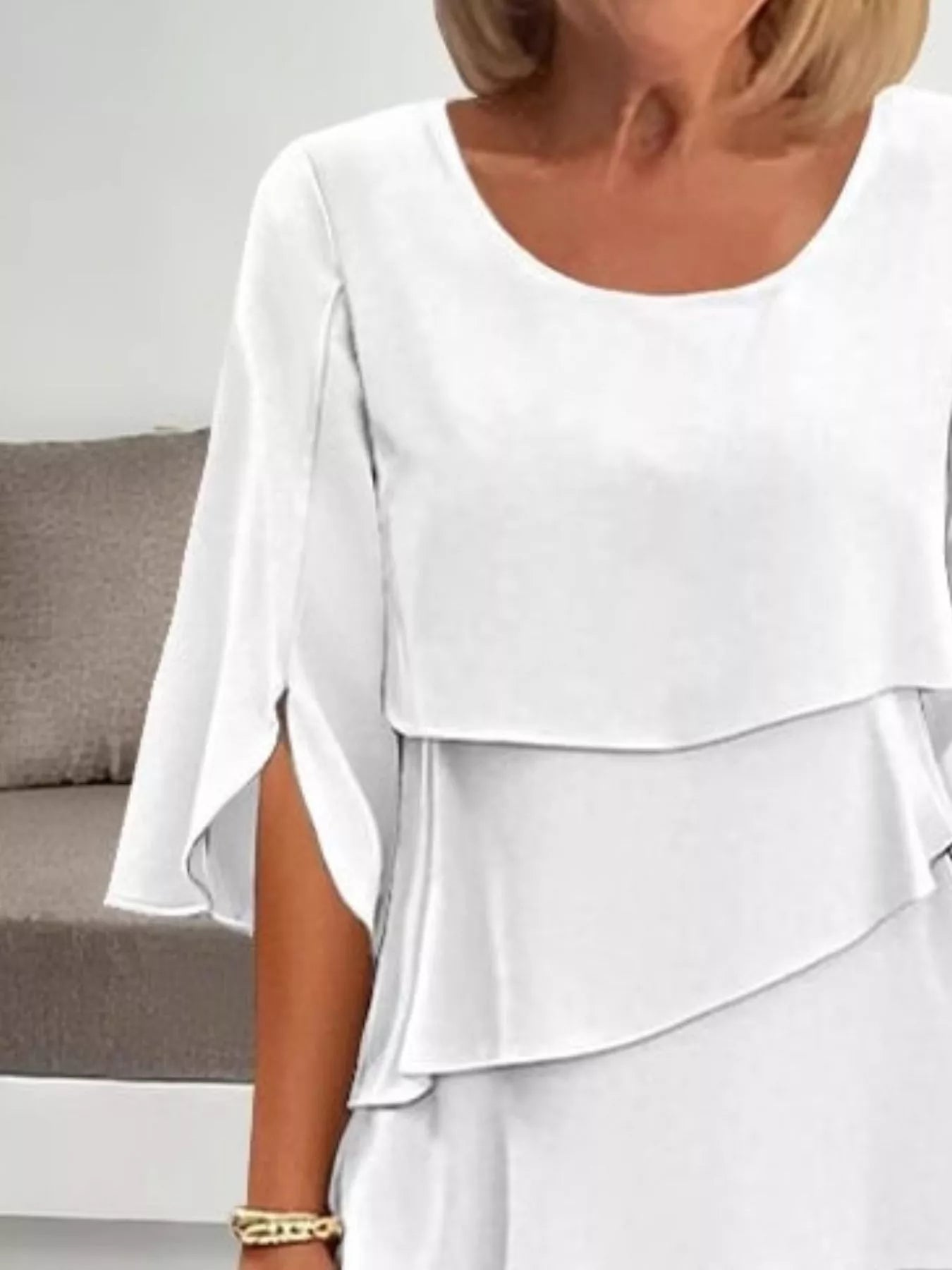 Ruffled Layered Flutter-Sleeve Mini Dress