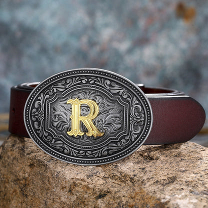 Tang Grass Pattern Letter A-Z Belt Buckle Head