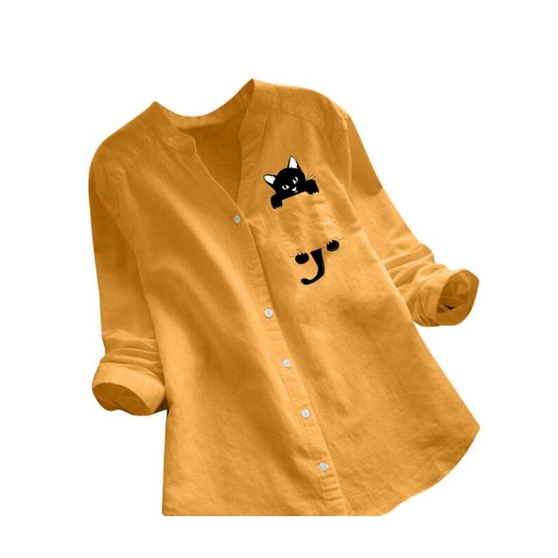 Oversized Printed Long Sleeve Casual Shirt
