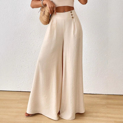 Stylish And Elegant Mid-rise Wide-leg Pants With A Flared Hem (see size guide under more details)