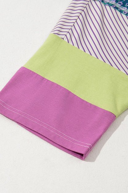 Kyra Patchwork Bracelet Sleeve Blouse