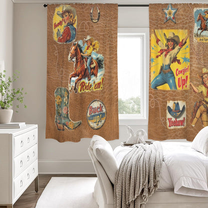 Baha Ranch Vintage Cowgirl Drapes 52" x 63" Made in America