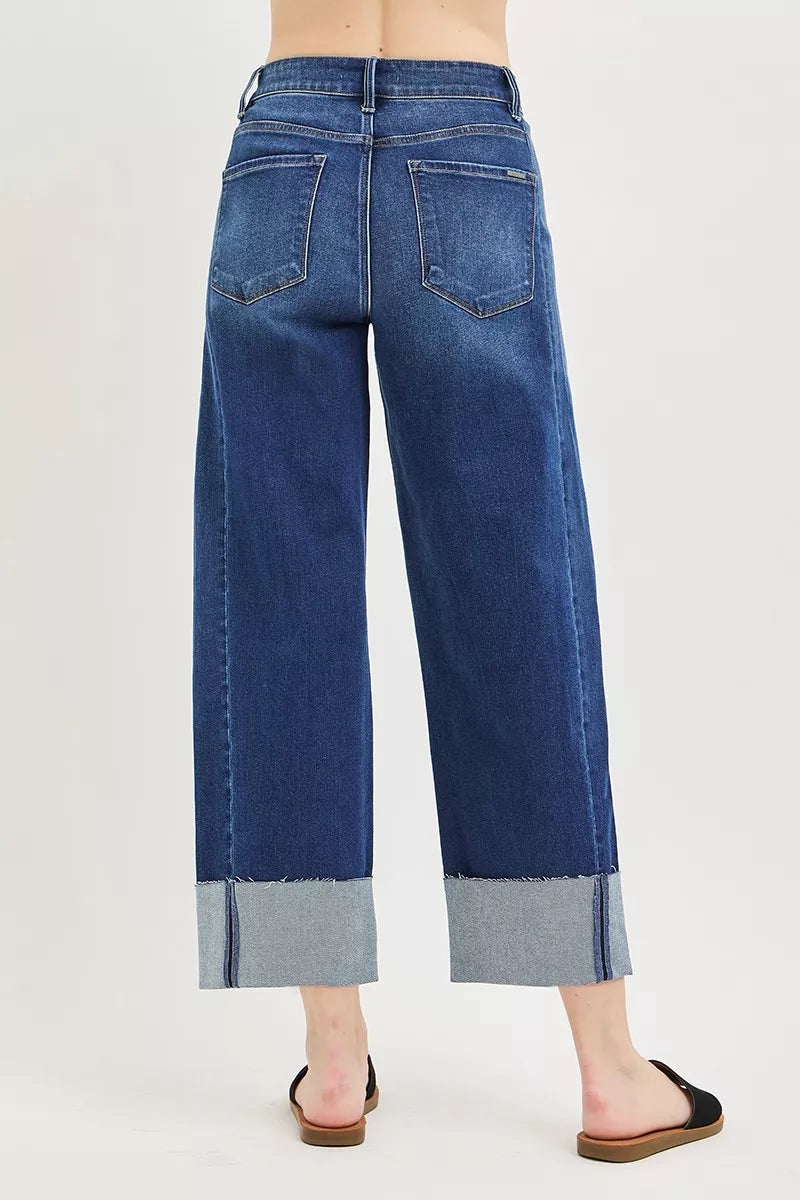 RISEN Slouchy Crop Barrel Cuffed Jeans