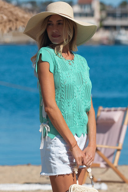 River Trim Short Sleeve Sweater