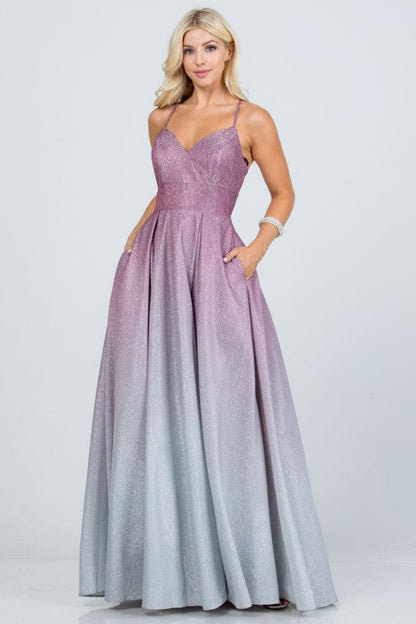 Back lace up ombré gown