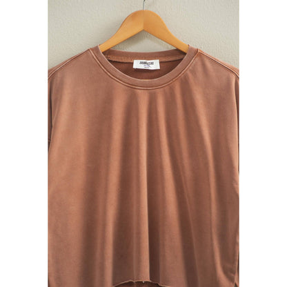Cropped Crewneck Sweatshirt With Oversized Sleeves