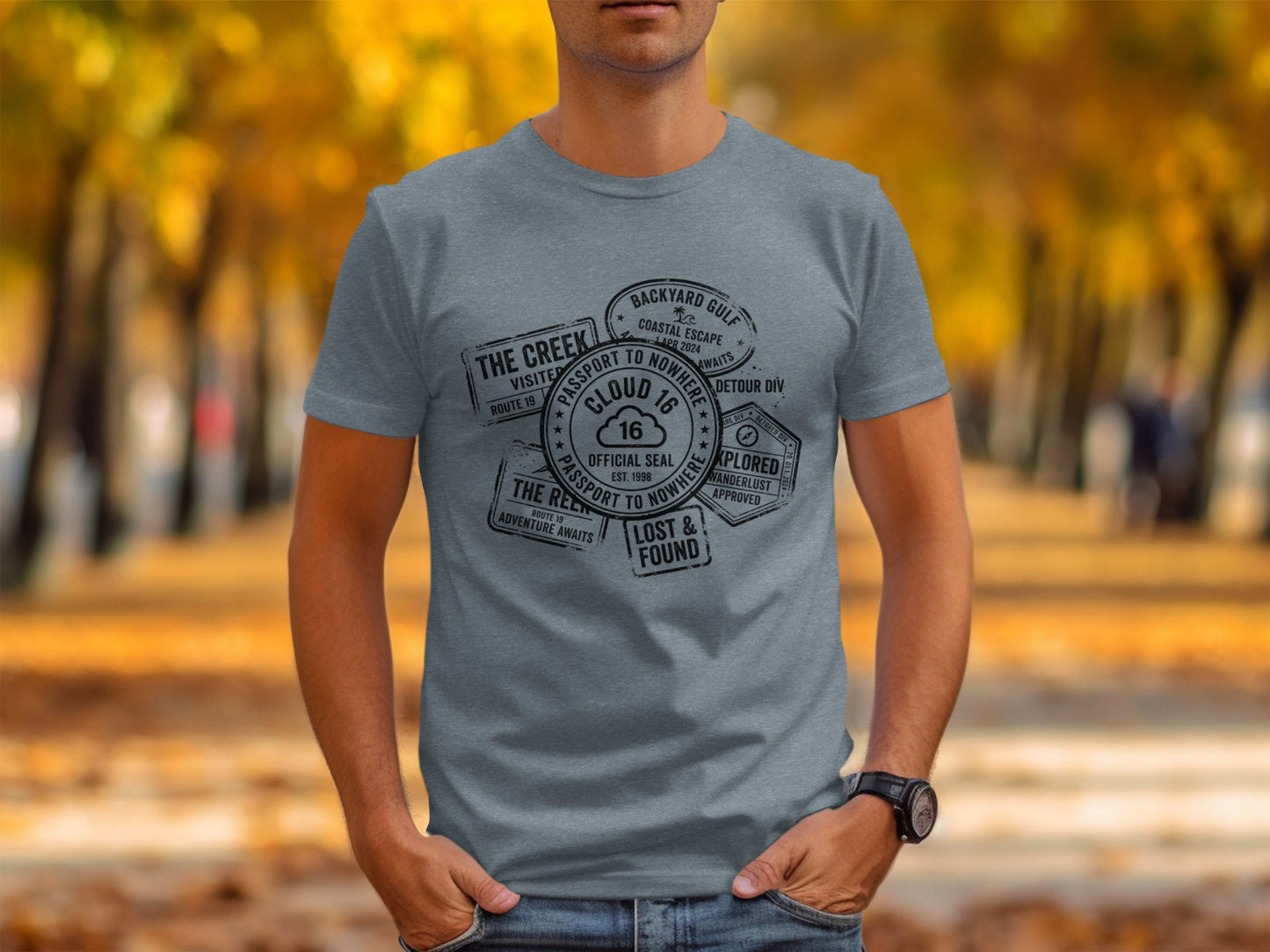 Rugged Wanderlust Passport Stamp Graphic Wilderness Shirt