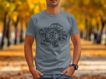 Rugged Wanderlust Passport Stamp Graphic Wilderness Shirt
