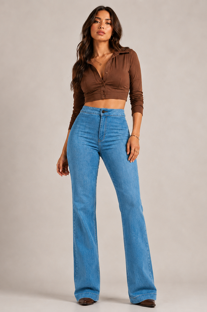 Robin Wide Leg Flare Jean in Medium Wash