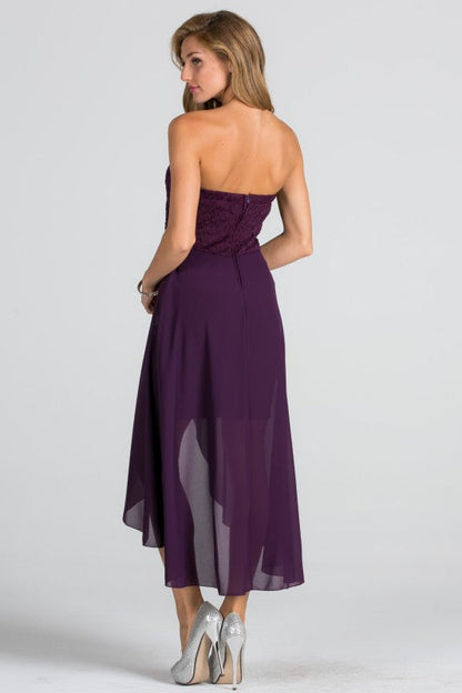 Open back lace and chiffon surplus dress
