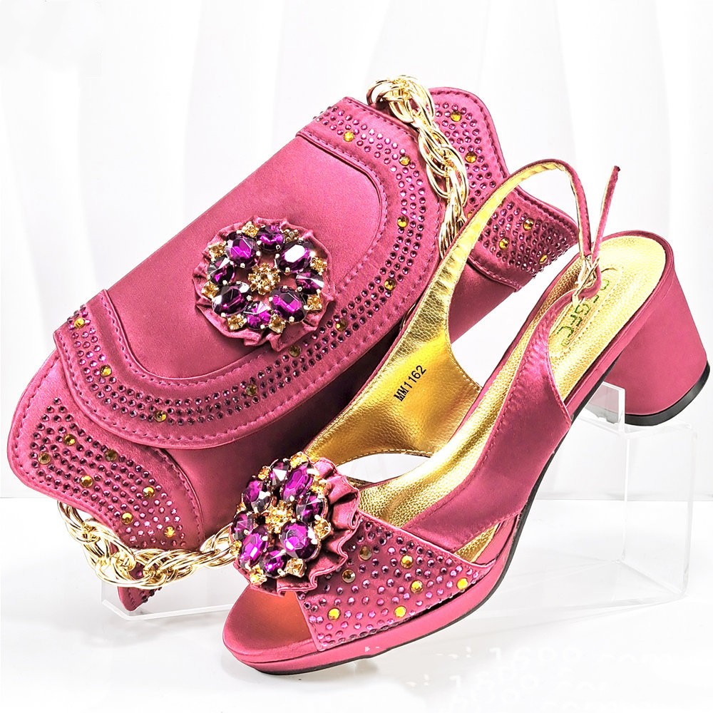 Evening Party With Rhinestone Pointed Toe Shoes Hand Bag Suit See size chart under “more details”