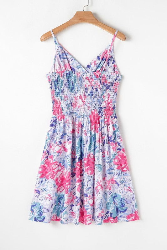 Floral Spaghetti Strap Surplice Neck Dress
