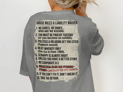 Scrappy Malone's Unofficial House Rules Tee - 100-Proof Bar Humor