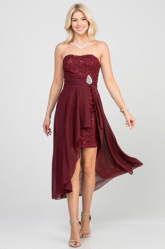 Open back lace and chiffon surplus dress