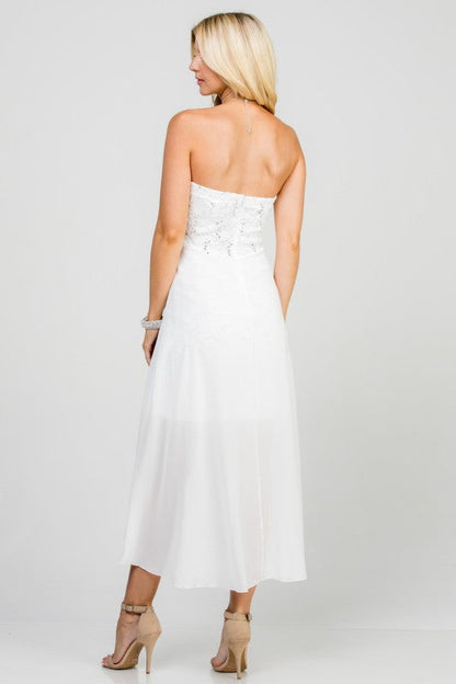Open back lace and chiffon surplus dress