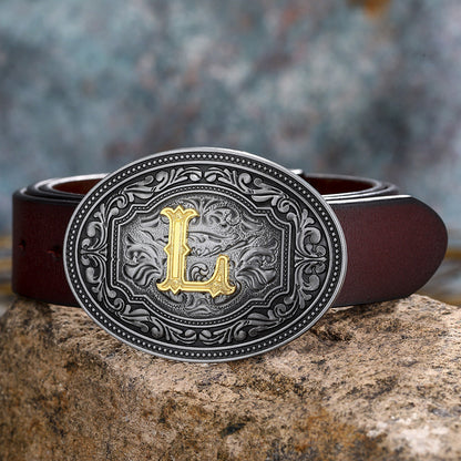 Tang Grass Pattern Letter A-Z Belt Buckle Head