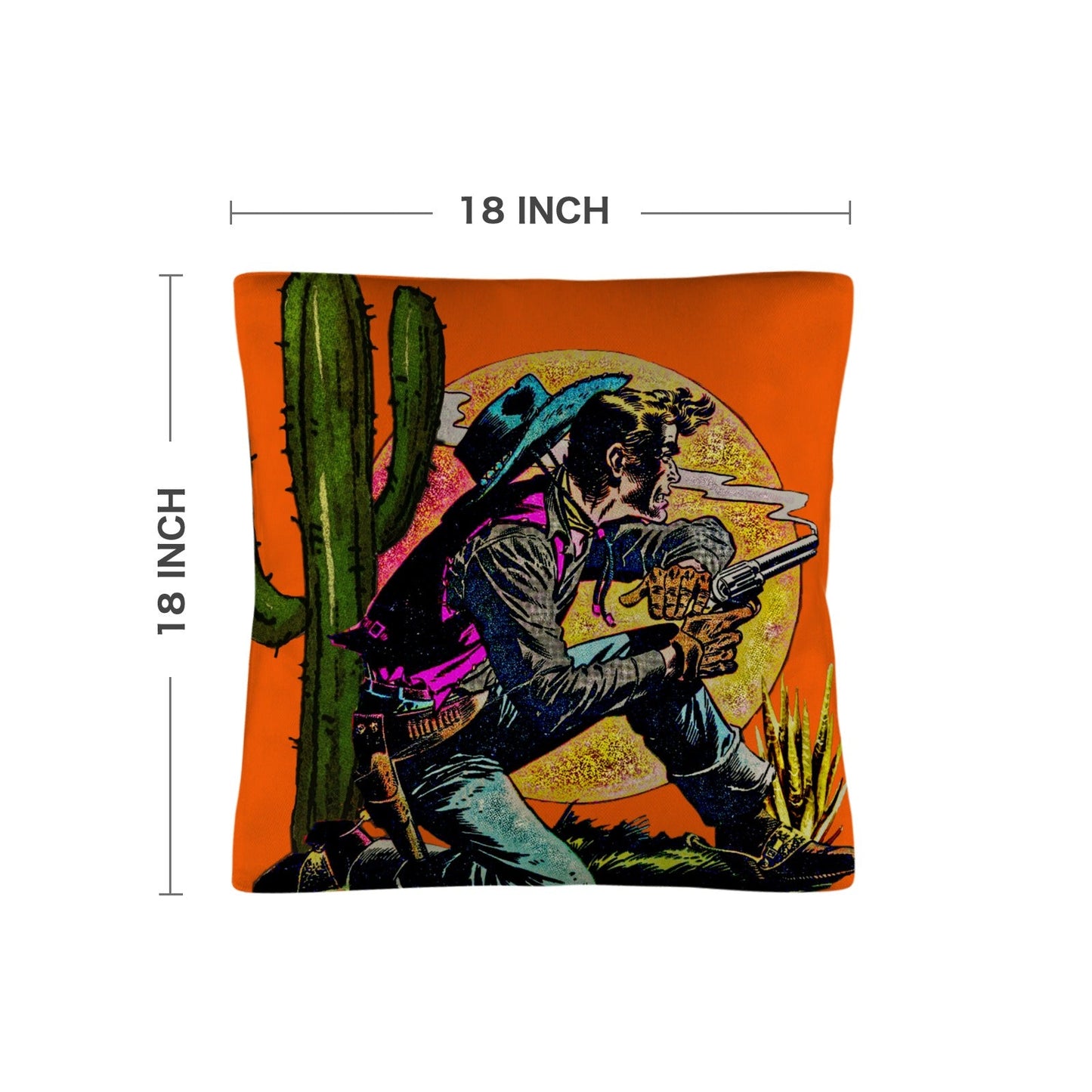 Wild West Cowboy Throw Pillow Case Made in America
