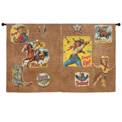 Baha Ranch Vintage Cowgirl Drapes 52" x 63" Made in America